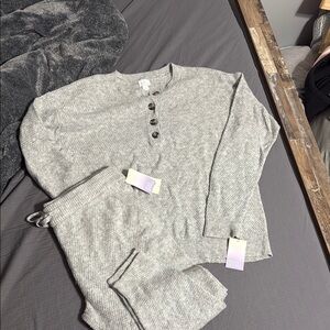 Stars Above Gray Pajama Set Soft Knit Loungewear